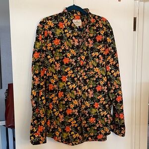 American Eagle Outfitters Black and Orange Floral Shirt